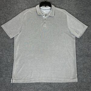 Tommy Bahama Polo Shirt Mens 2XL Grey Short‎ Sleeve Casual XXL Dadcore Adult